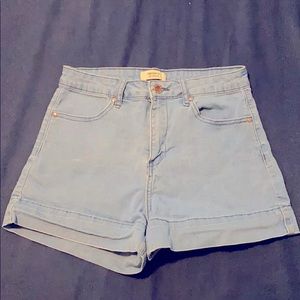 Medium wash jean shorts